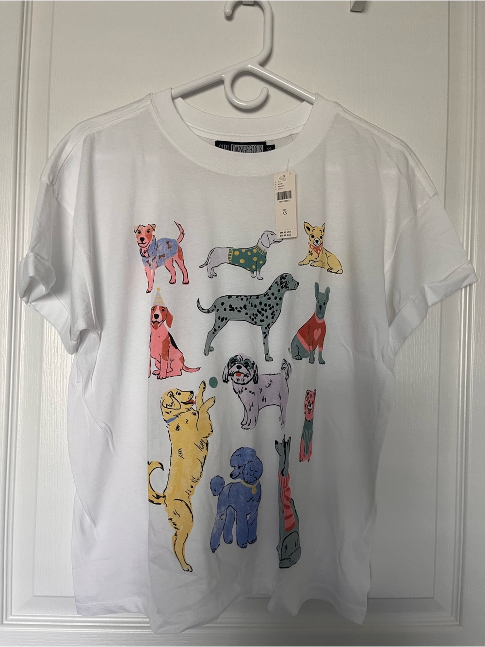 Girl Dangerous Anthropologie Graphic Colorful Dog Illustrations NWT Size XS - Picture 2 of 3